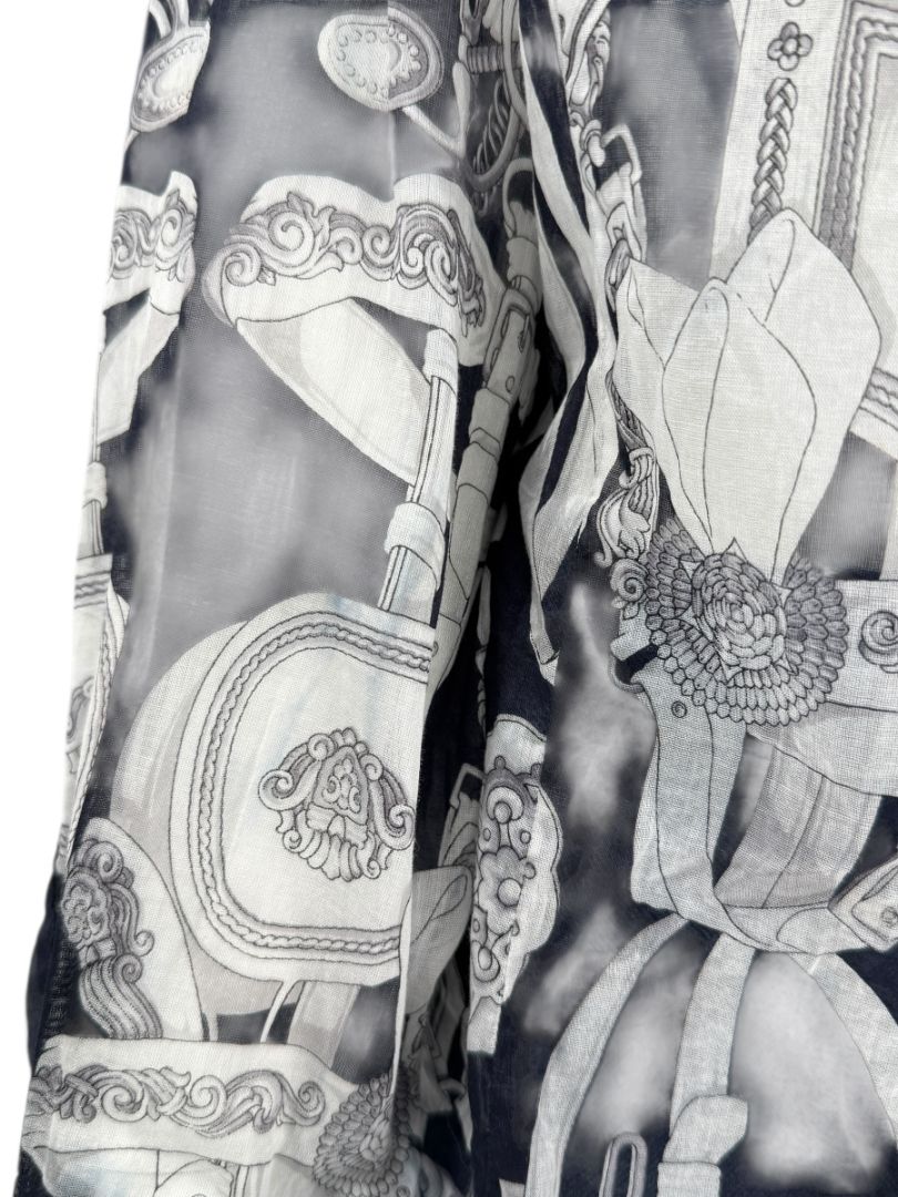 Craig Taylor Elegant Black & White Equestrian-Print Long-Sleeve Shirt – Size XL