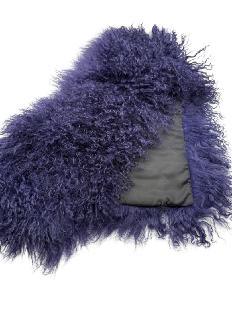Adrienne Landau Mongolian Lamb Fur Scarf in Purple – New With Tags