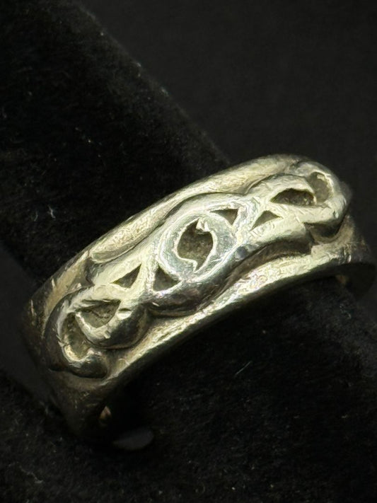 Chrome Hearts Sterling Silver Carved Band Ring – Size ~9 (U.S.) – Excellent Condition