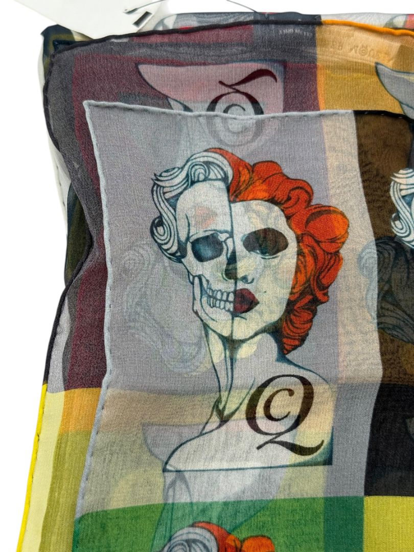 Alexander McQueen c.2008 Marilyn Monroe Skull Print Pop Art Silk Scarf RARE