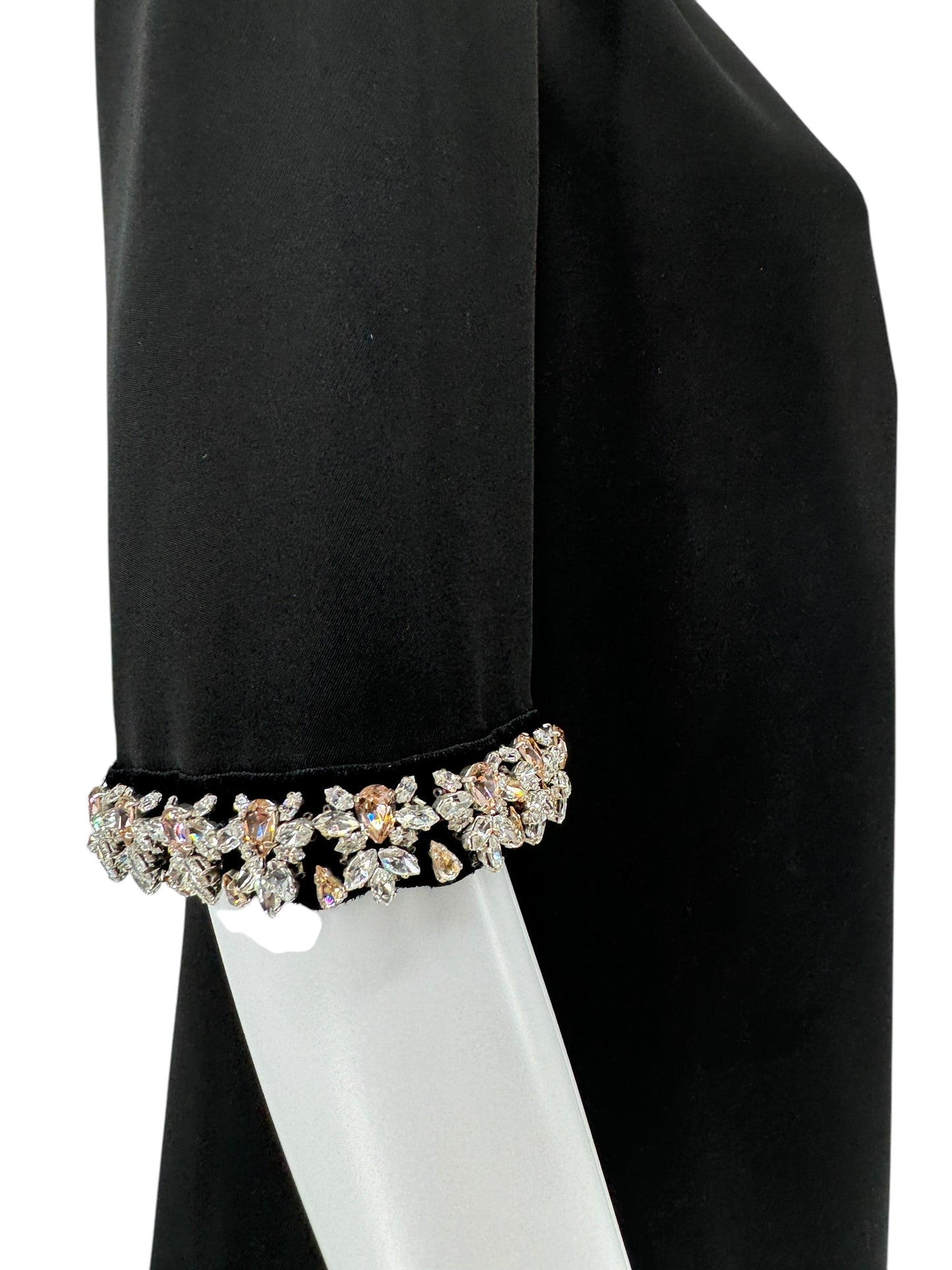 Prada Black Pink Crystal Flower Detail Dress - Size 44