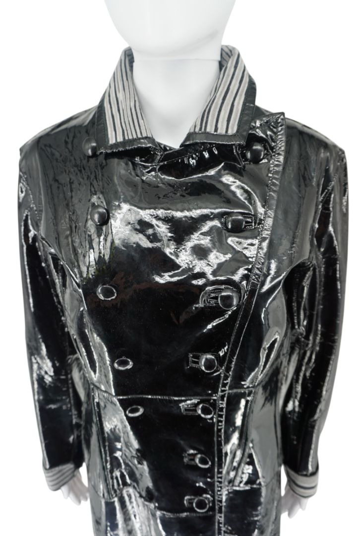 Missoni Black Patent Leather Trench Coat – Size 46