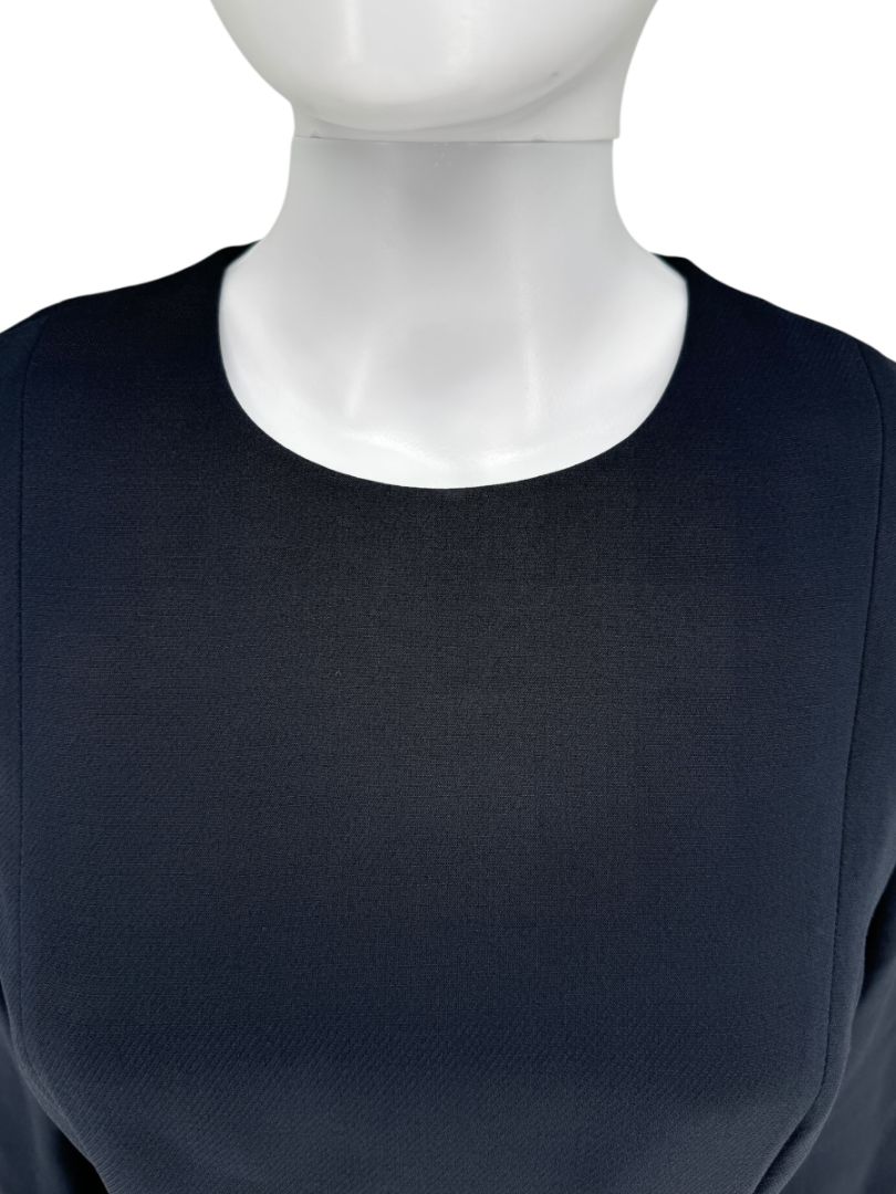 Christian Dior Navy Wool-Silk Dress with Lace Hem  - Size 12