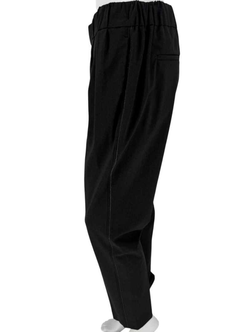 Brunello Cucinelli Charcoal Wool-Blend Elastic Waist Trousers – Size 8