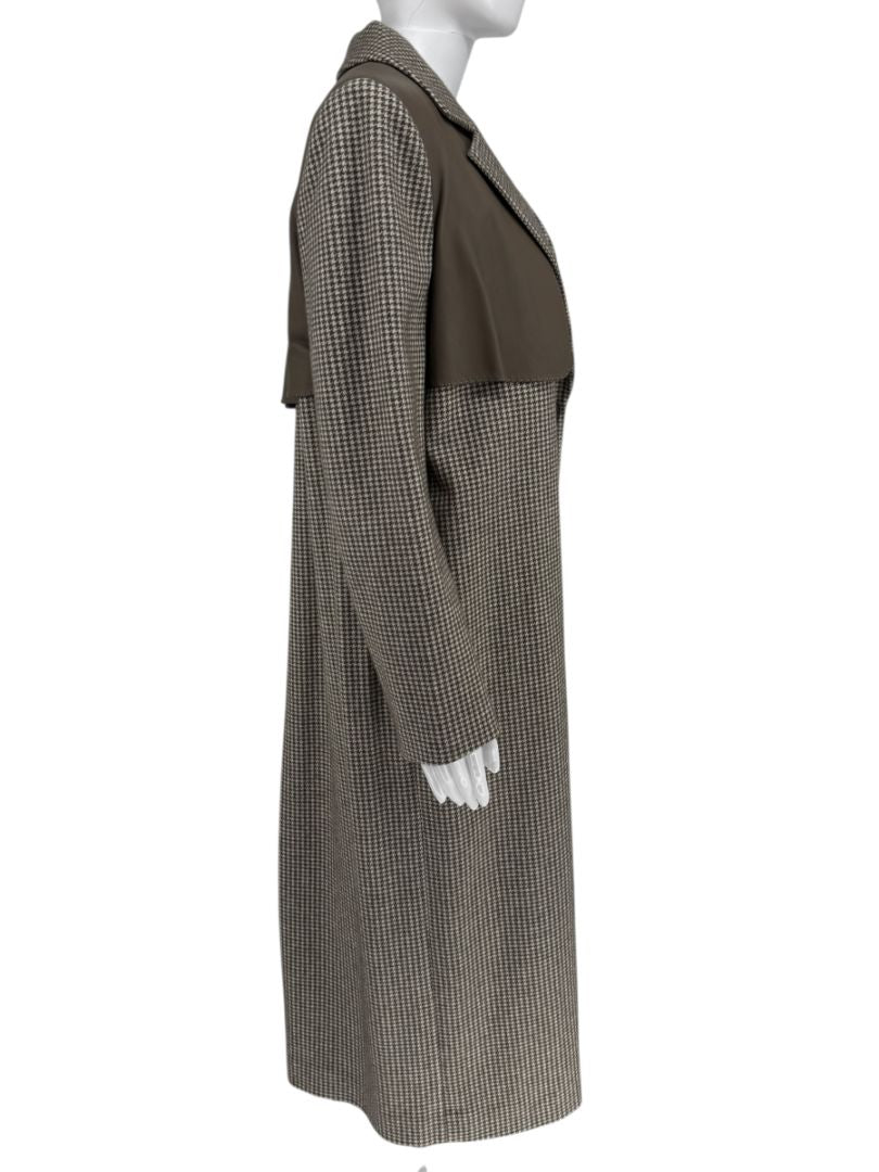 Agnona Houndstooth Belted Wool-Cashmere Trench Coat – Size IT 40