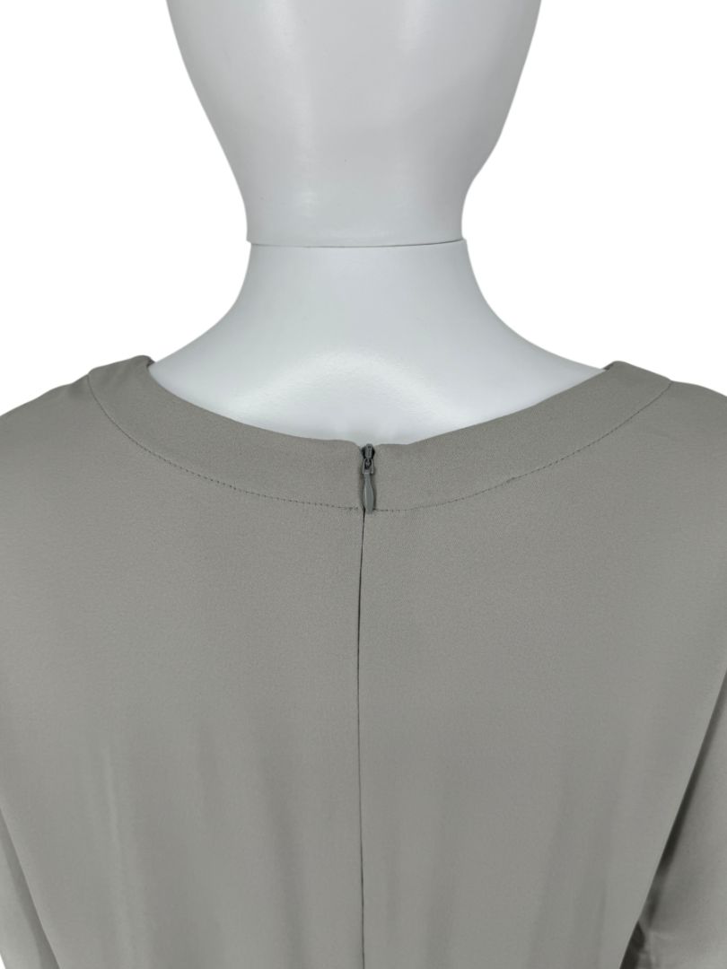 Akris Gravel Grey Long Silk Tunic Blouse – Size 8
