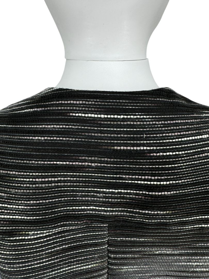 Pamella Roland Black Metallic Striped Open Jacket – Large