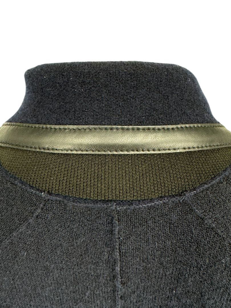 Giorgio Armani Navy Wool-Cashmere Coat with Leather Trim – Size 44