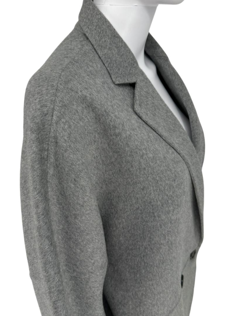 Akris Light Grey Double-Breasted Cashmere Coat - Size US 6