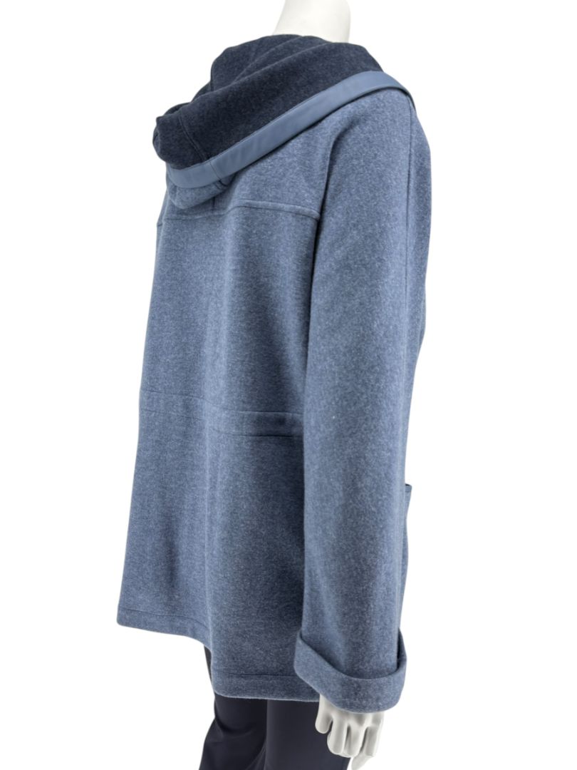 Loro Piana Blue Cashmere Blend Hooded Jacket with Leather Trim – Size M