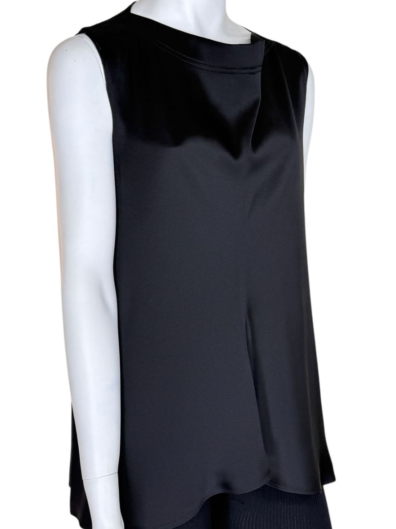 Celine Black 100% Silk Sleeveless Tunic Top - Size 42 FR