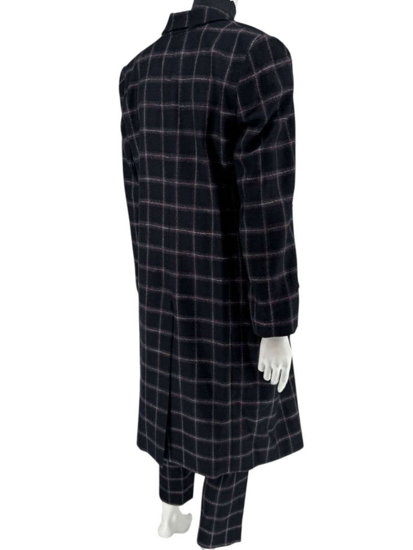 Pamella Roland Black & Gray Windowpane Plaid Pantsuit – Large