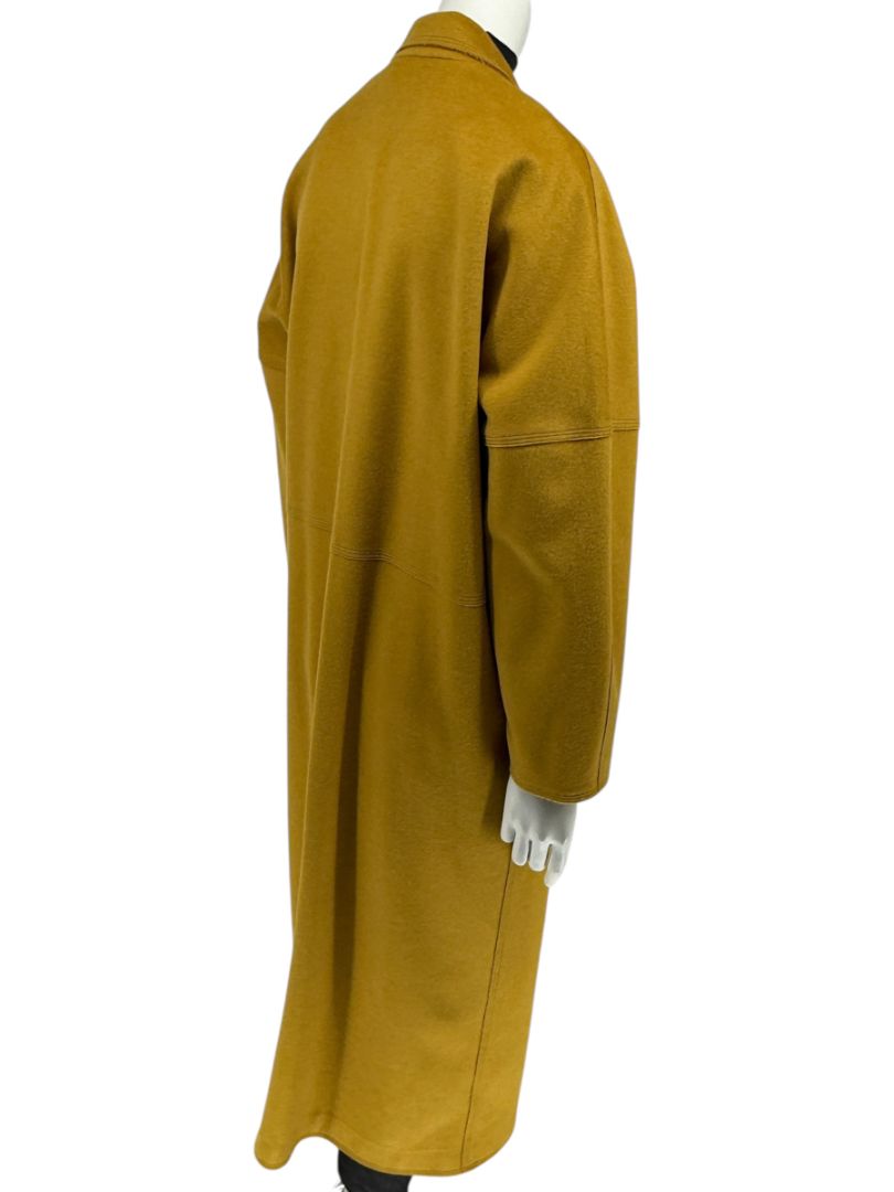Pamella Roland Mustard Wool Cape Style Coat with Gold Buttons – Large