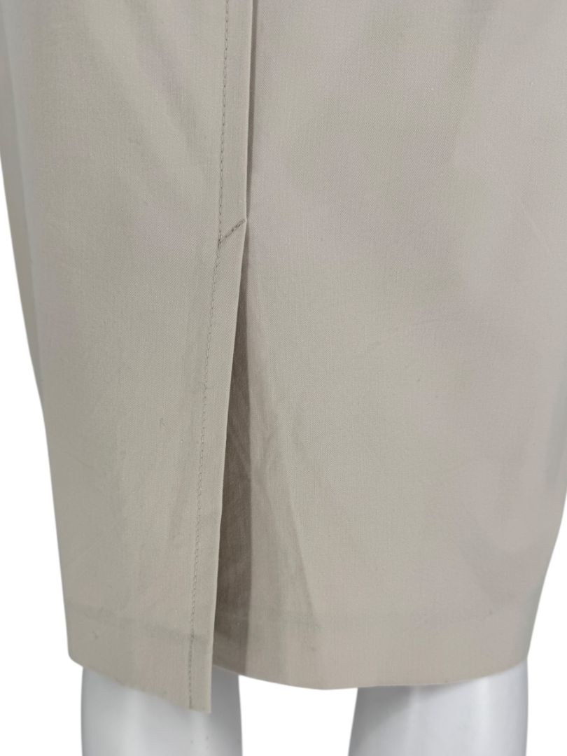 Brunello Cucinelli Beige Leather-Trim Pencil Skirt – Size IT 48 (US 12)