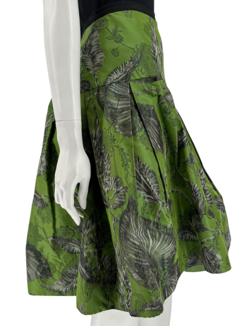 Oscar de la Renta Green Floral Silk Skirt – Fall 2008 - Size 16