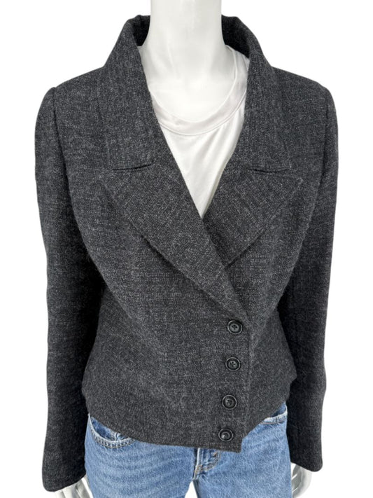 Ron Leal Charcoal Alpaca-Linen Tailored Jacket – Size 12