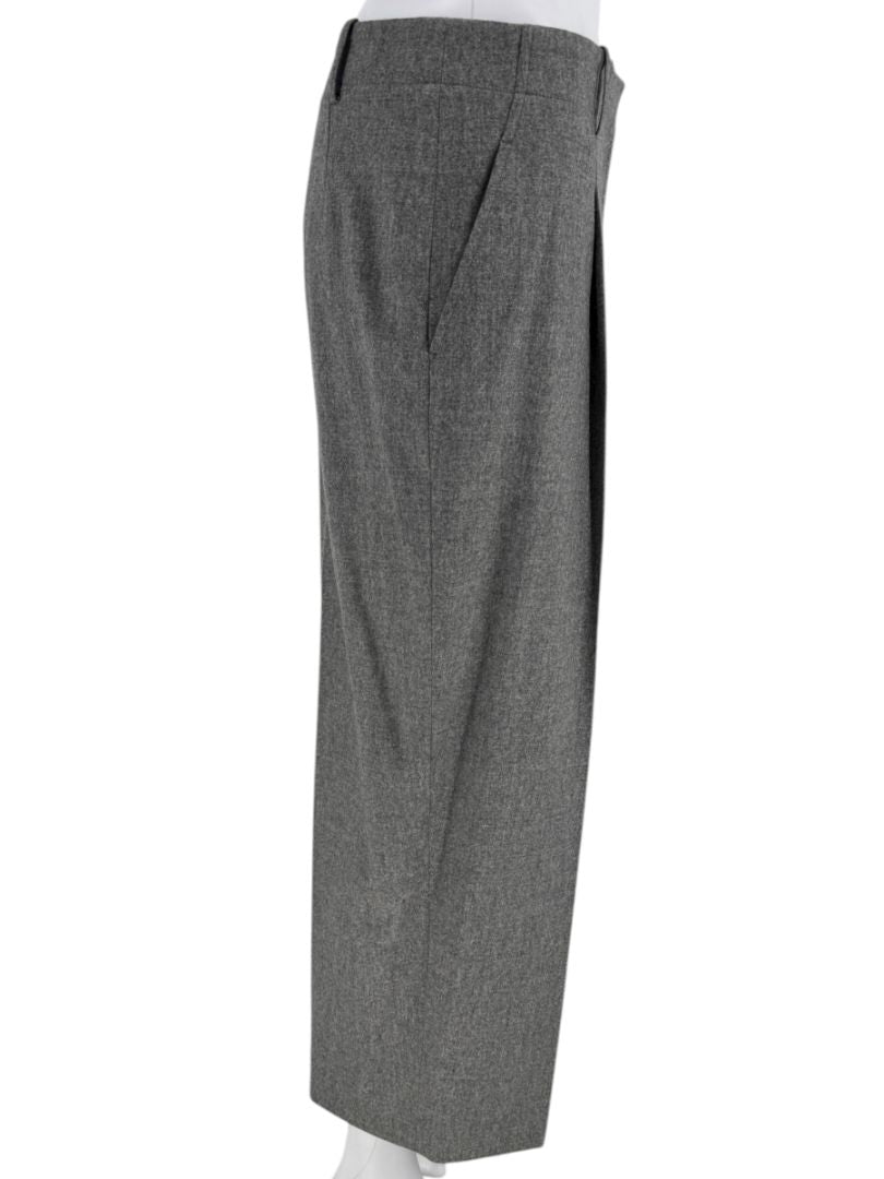 Lafayette 148 New York Gray Wool-Cashmere Wide-Leg Trousers – Size 10