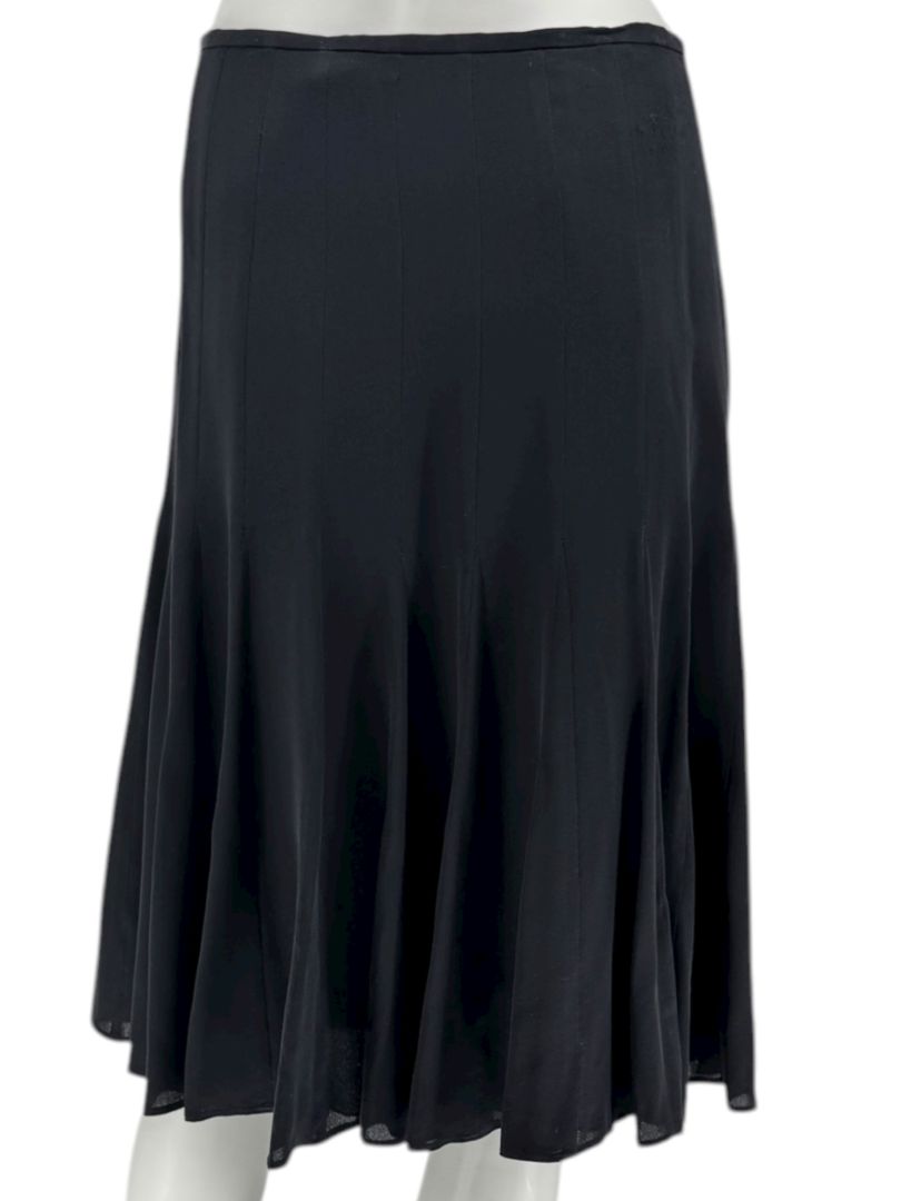 Armani Collezioni Black Silk A-Line Flounce Skirt –Size: 12