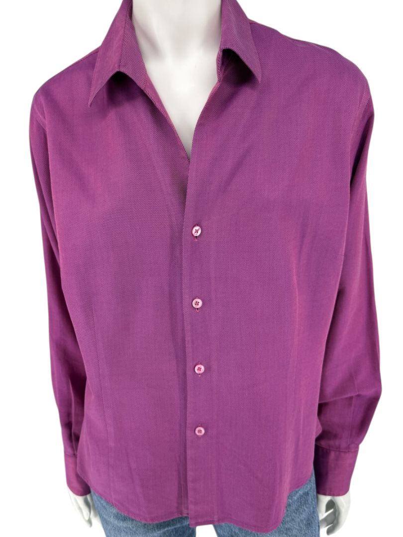 Craig Taylor Purple Egyptian Cotton Button-Front Blouse – Size XL