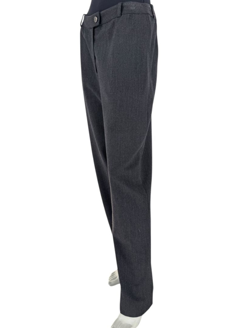 Chanel Charcoal Wool-Blend Straight-Leg Trousers – Size 42