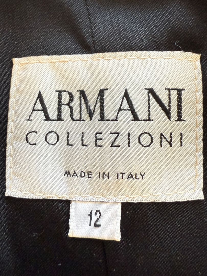 Armani Collezioni Black Rosette-Collar Tailored Jacket – Size 12