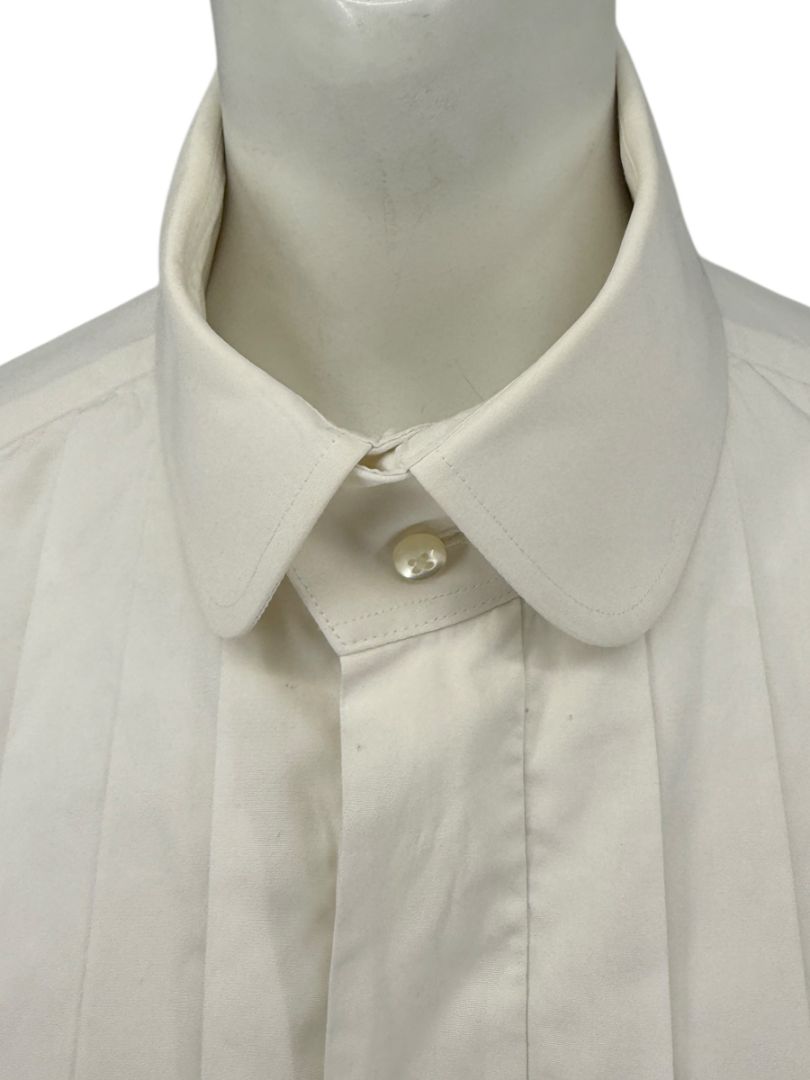 Karl Lagerfeld White Cotton Tuxedo-Style Pleated Shirt – Size 44