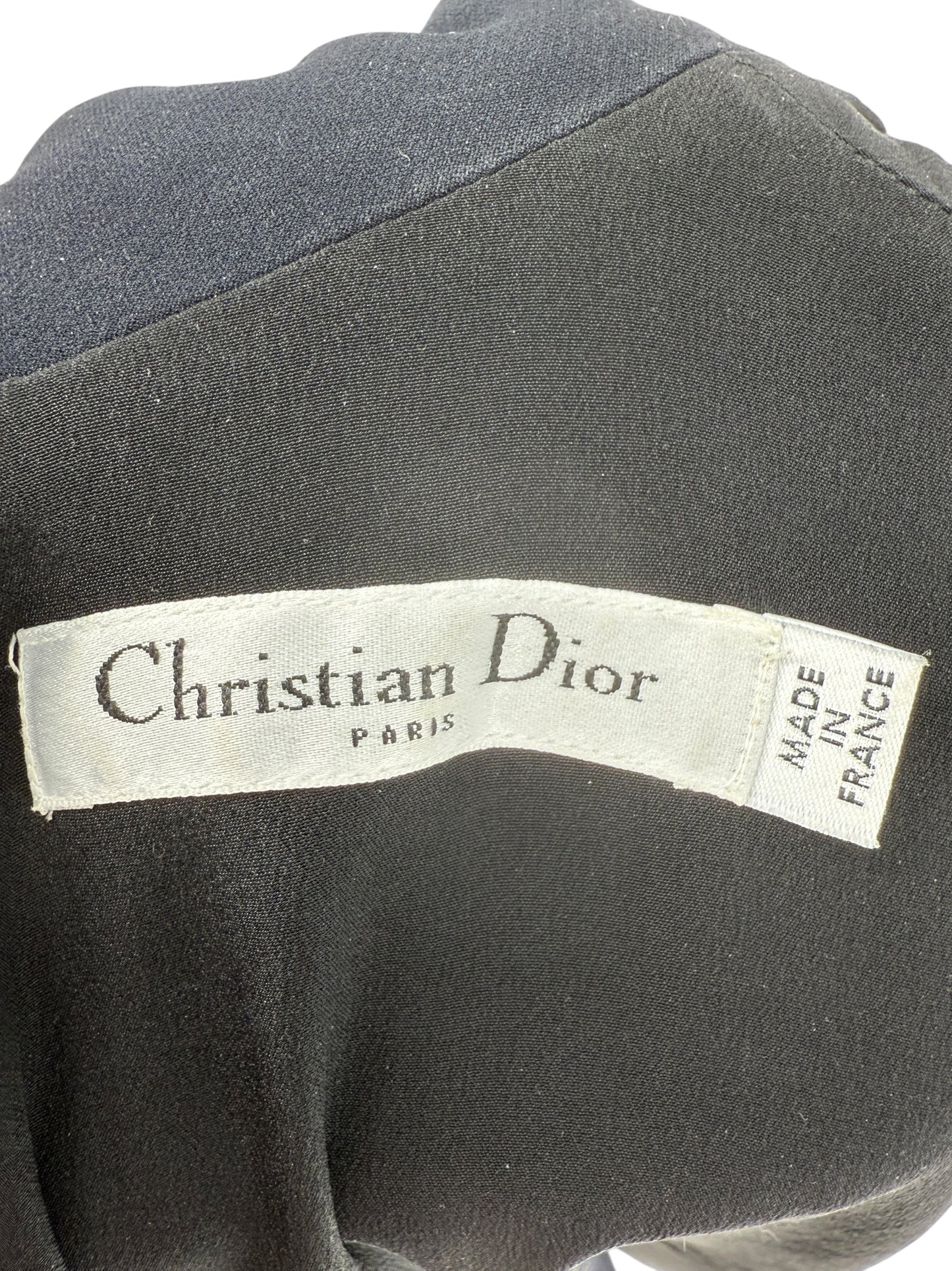 Christian Dior Navy Dress with embellished collar - Size 40/US 10