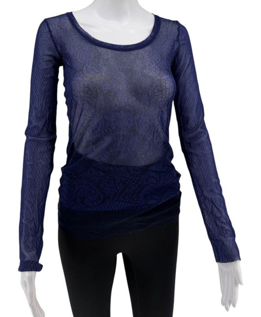 Jean Paul Gaultier Maille Femme Printed Mesh Top - Large
