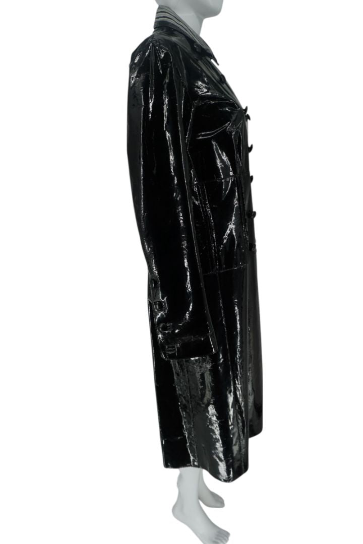 Missoni Black Patent Leather Trench Coat – Size 46