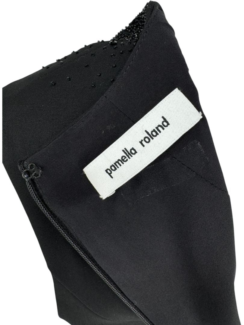 Pamella Roland Embellished Tuxedo-Inspired Sheath Dress