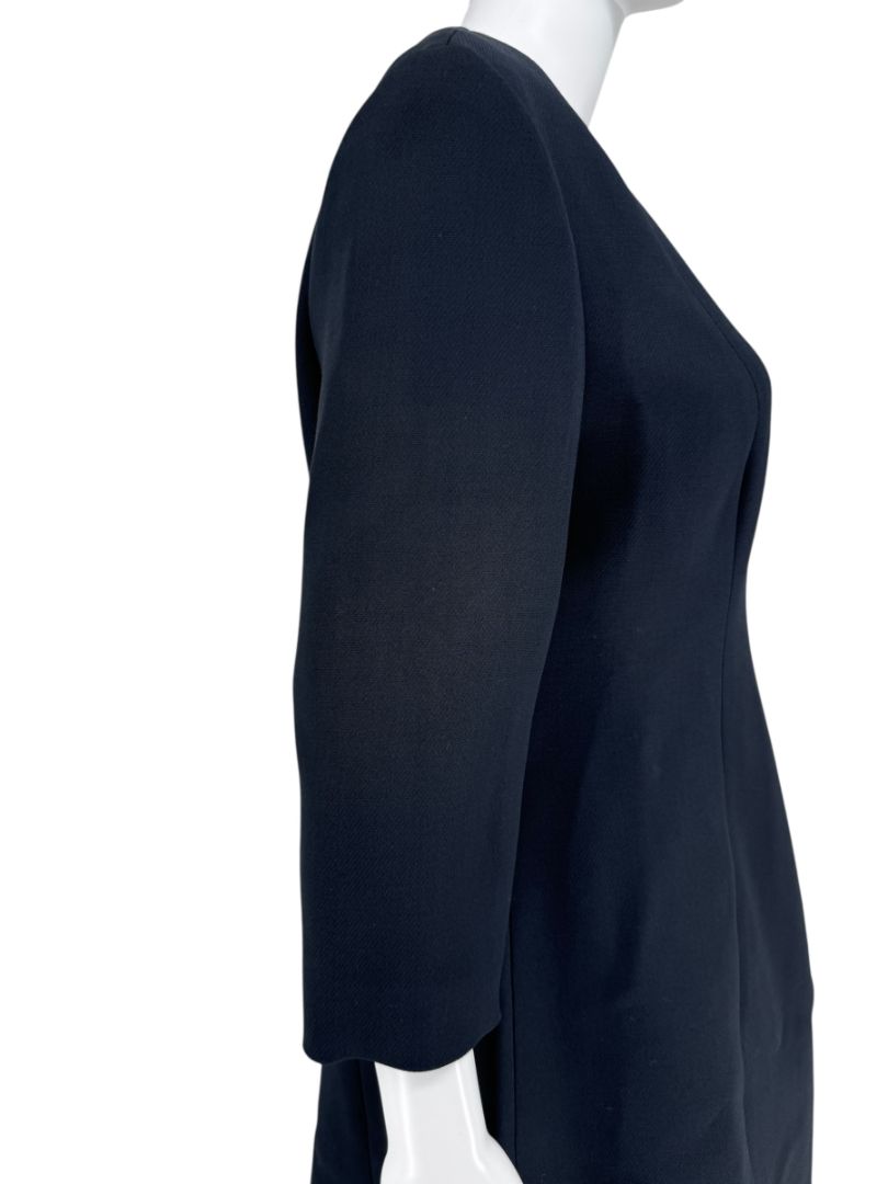 Christian Dior Navy Wool-Silk Dress with Lace Hem  - Size 12