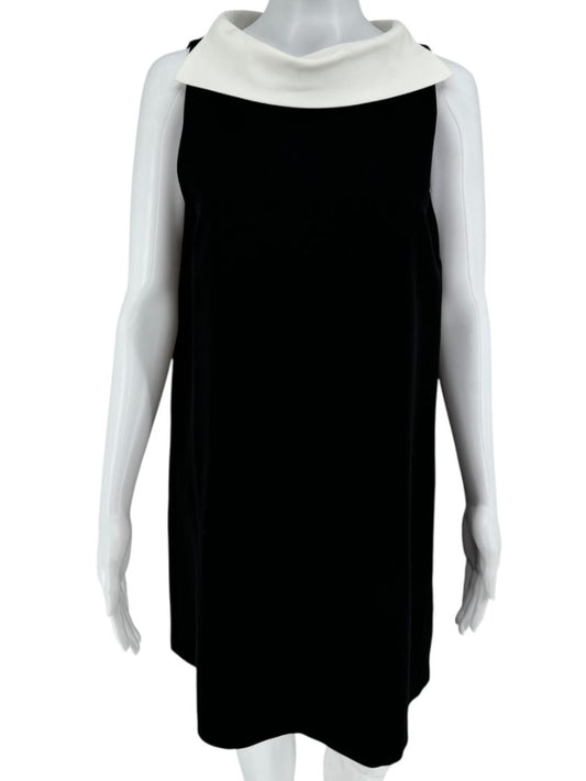 Alice + Olivia Black Shift Dress with Contrast Collar - Size 10