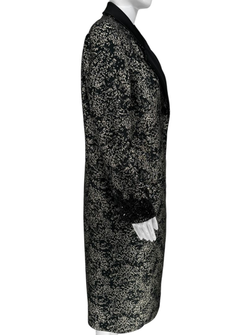 Pamella Roland Metallic Brocade Tuxedo Coat with Beaded Cuffs – Large