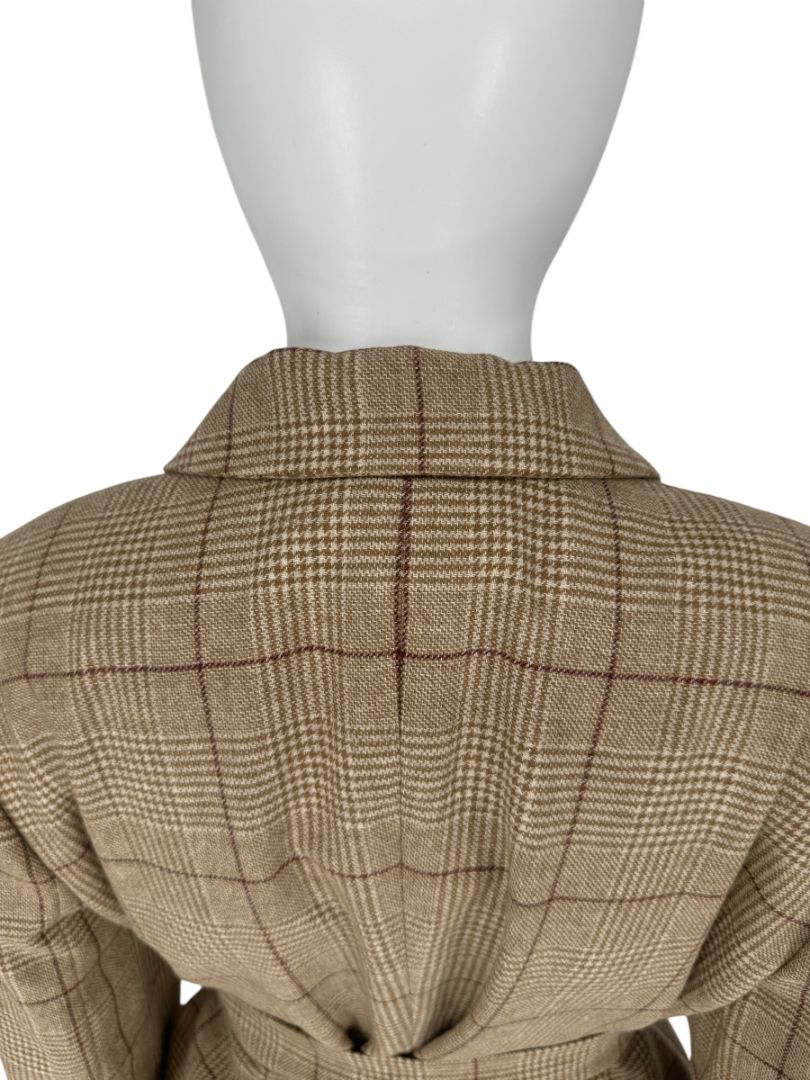 Kiton Wool-Cashmere Plaid Belted Blazer & Drawstring Trousers – Size IT 44