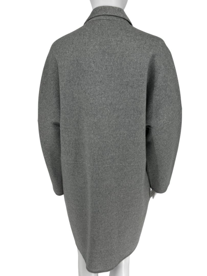 Akris Light Grey Double-Breasted Cashmere Coat - Size US 6