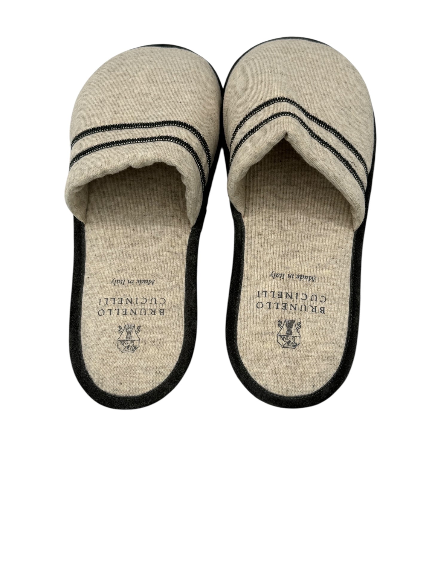 Brunello Cucinelli Heathered Grey Jersey Slippers with Monili Trim - Women’s Size 8–9