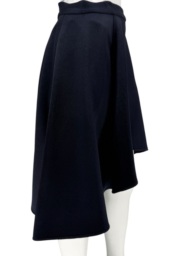 Pamella Roland Navy A-Line Skirt with Sculptural Hem - Large