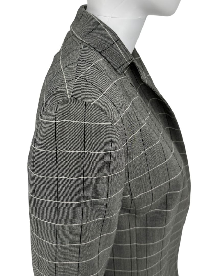 A-K-R-I-S Punto Grey Windowpane Wool Pantsuit – Jacket Size 8, Pants Size 10