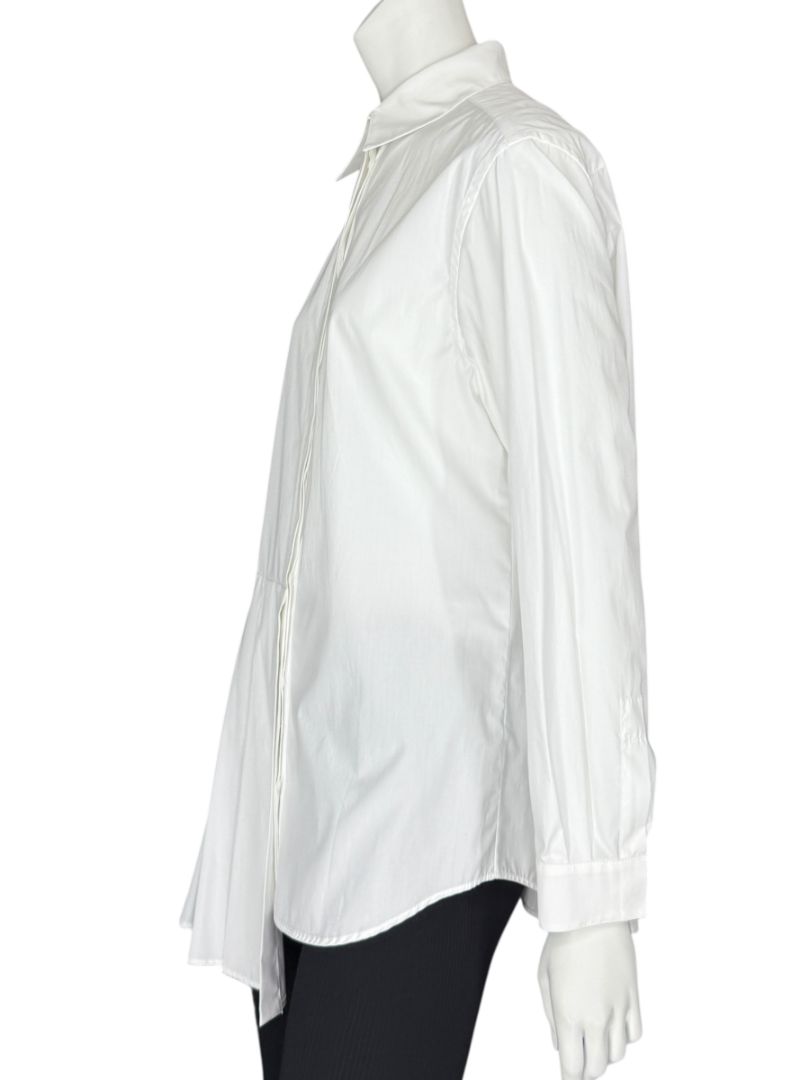 Agnona White Asymmetric Pleated Cotton Shirt – Size IT 40- NEW