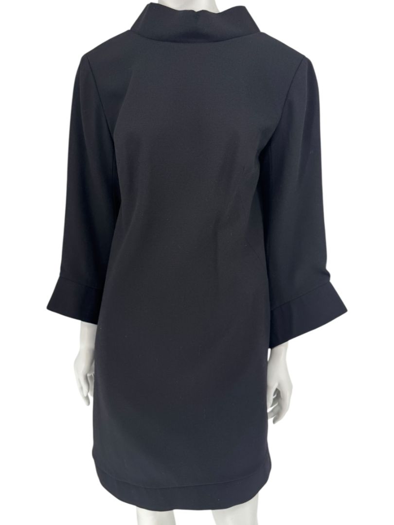 Pamella Roland Black Sculptural Shift Dress – Large