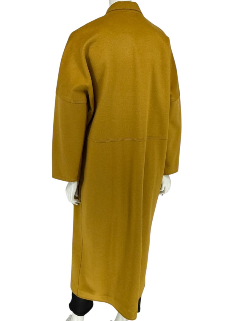 Pamella Roland Mustard Wool Cape Style Coat with Gold Buttons – Large