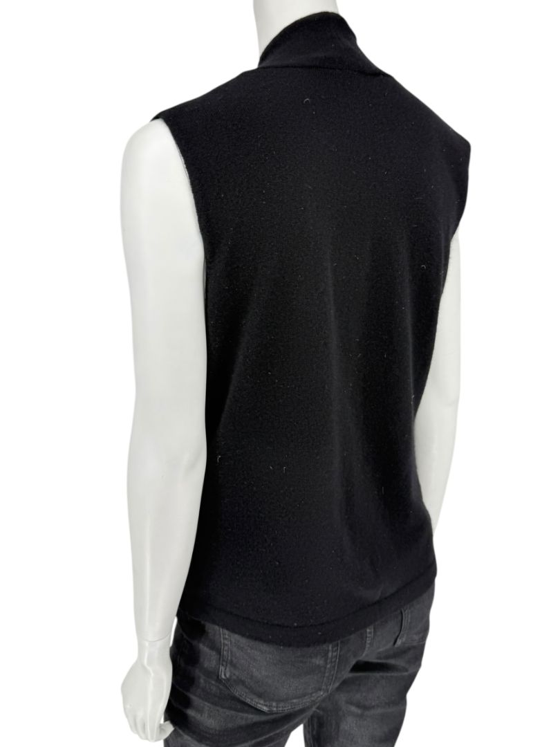 Linda Allard Ellen Tracy Black Wool Sleeveless Wrap Vest – Size L