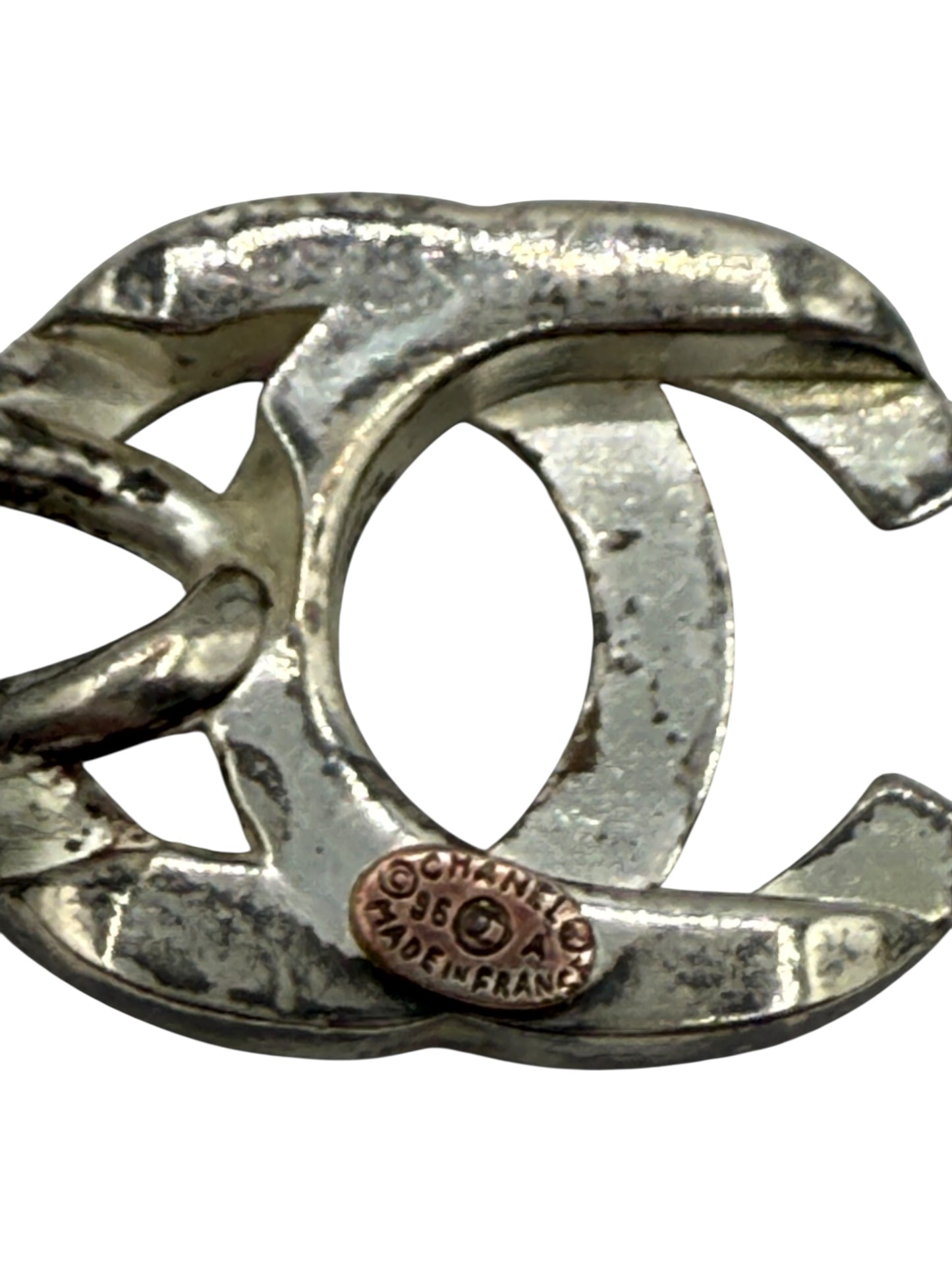 CHANEL Vintage 1996 Silver-Tone CC Turn Lock Chain Necklace