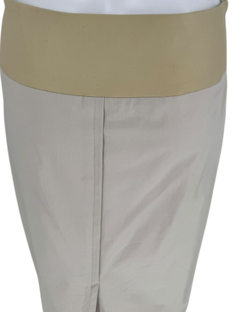 Brunello Cucinelli Beige Leather-Trim Pencil Skirt – Size IT 48 (US 12)