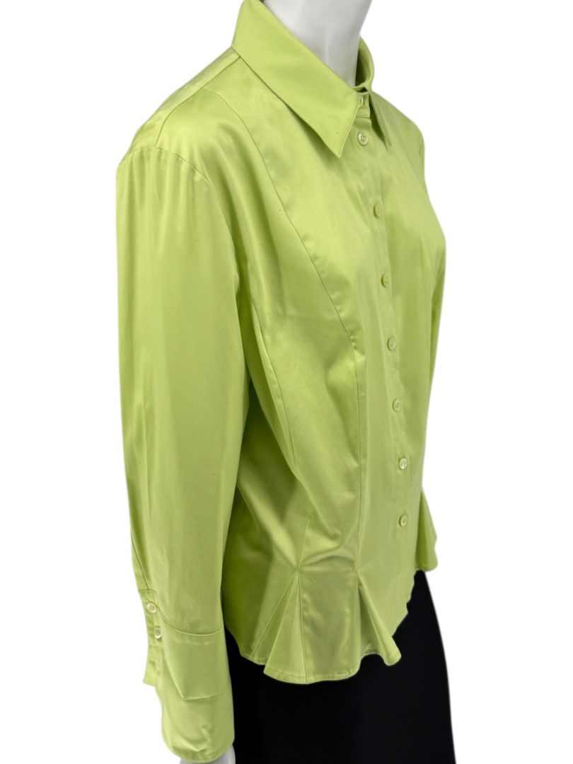 Escada Lime Green Cotton Blend Tailored Blouse – Size 42