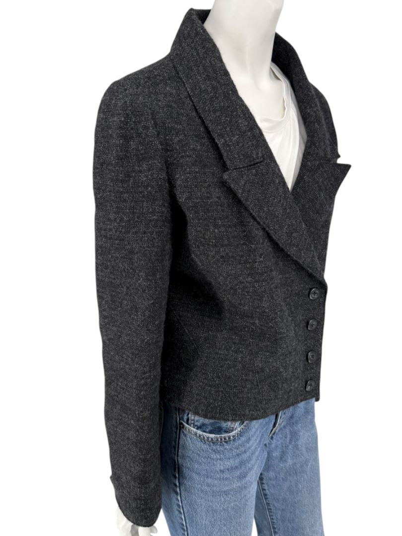 Ron Leal Charcoal Alpaca-Linen Tailored Jacket – Size 12