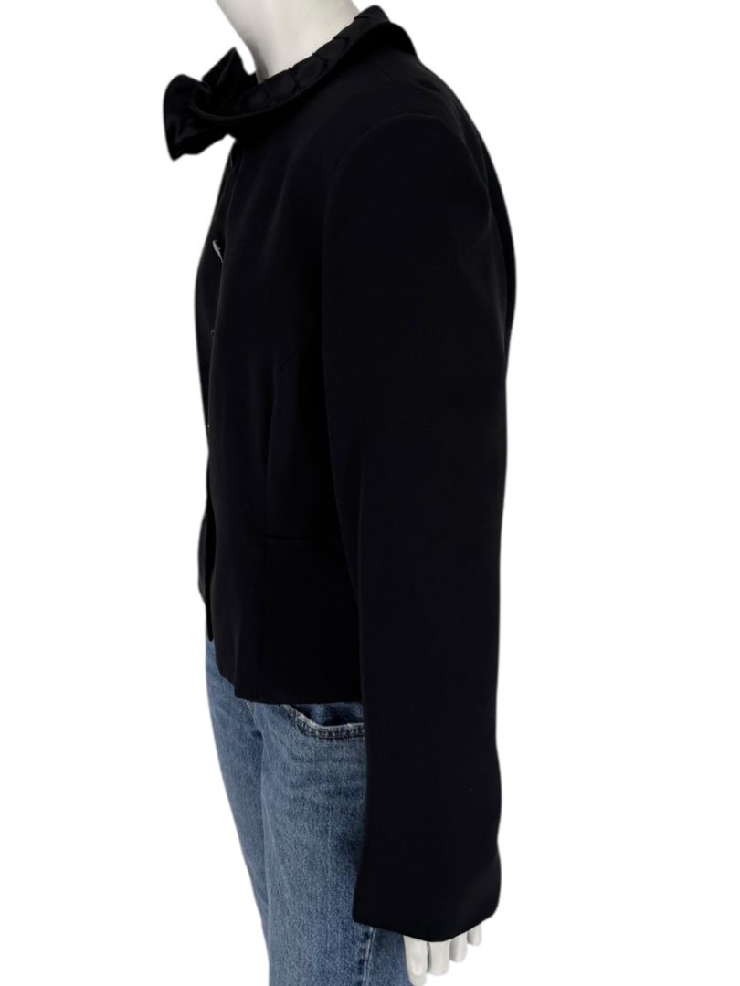 Armani Collezioni Black Rosette-Collar Tailored Jacket – Size 12