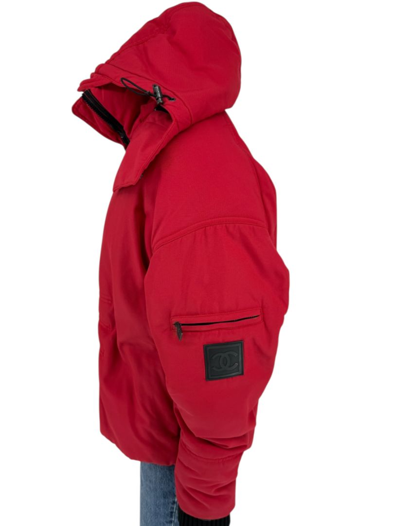Chanel Red Hooded Puffer Technical Jacket – Size 42