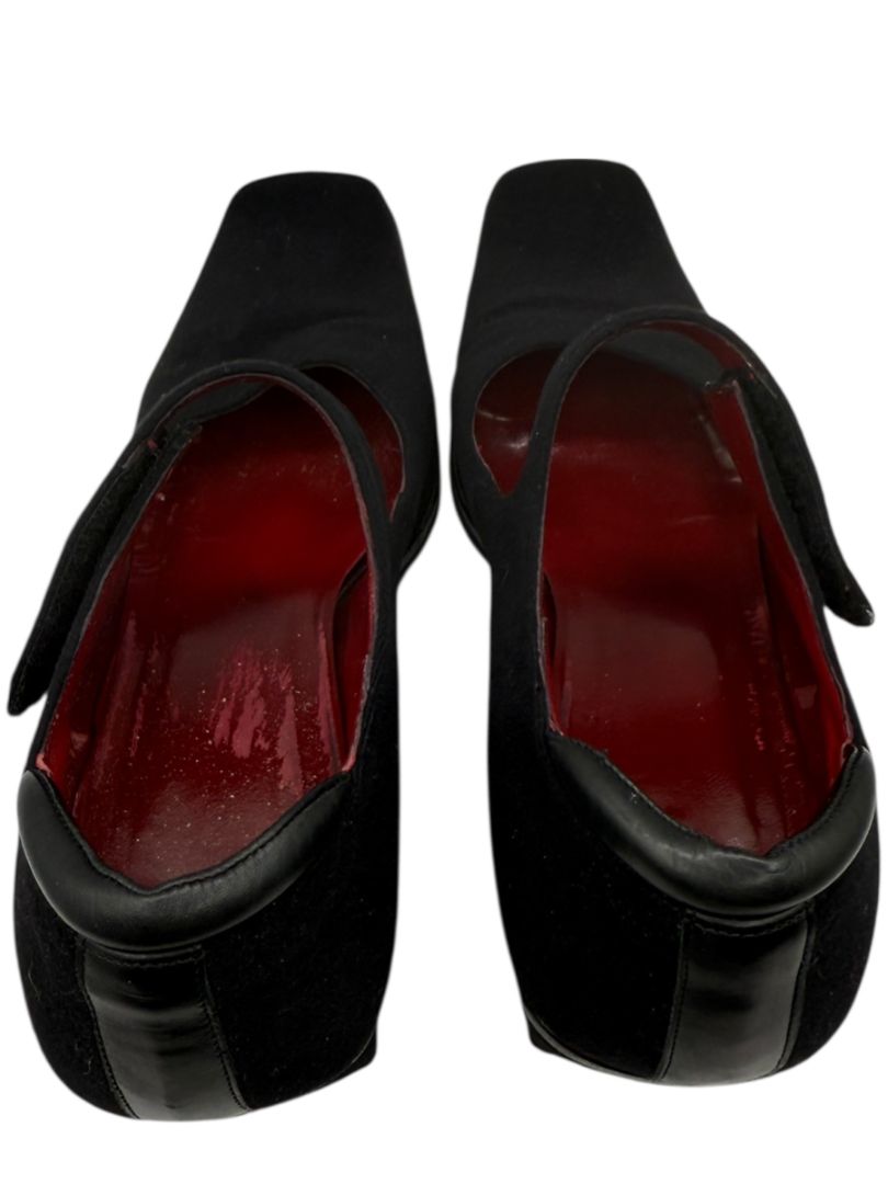 Donald J Pliner Black Stretch Fabric Mary Jane Wedge Shoes – Size 9.5