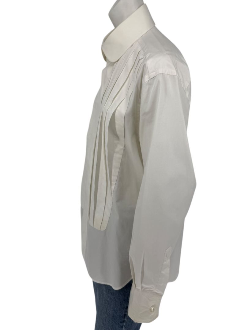 Karl Lagerfeld White Cotton Tuxedo-Style Pleated Shirt – Size 44
